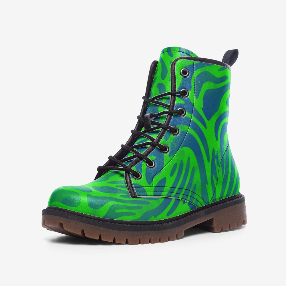 Neon green combat boots best sale