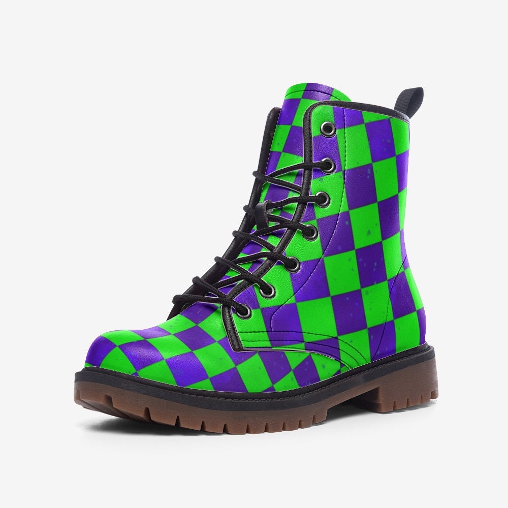 Checkered combat cheap boots