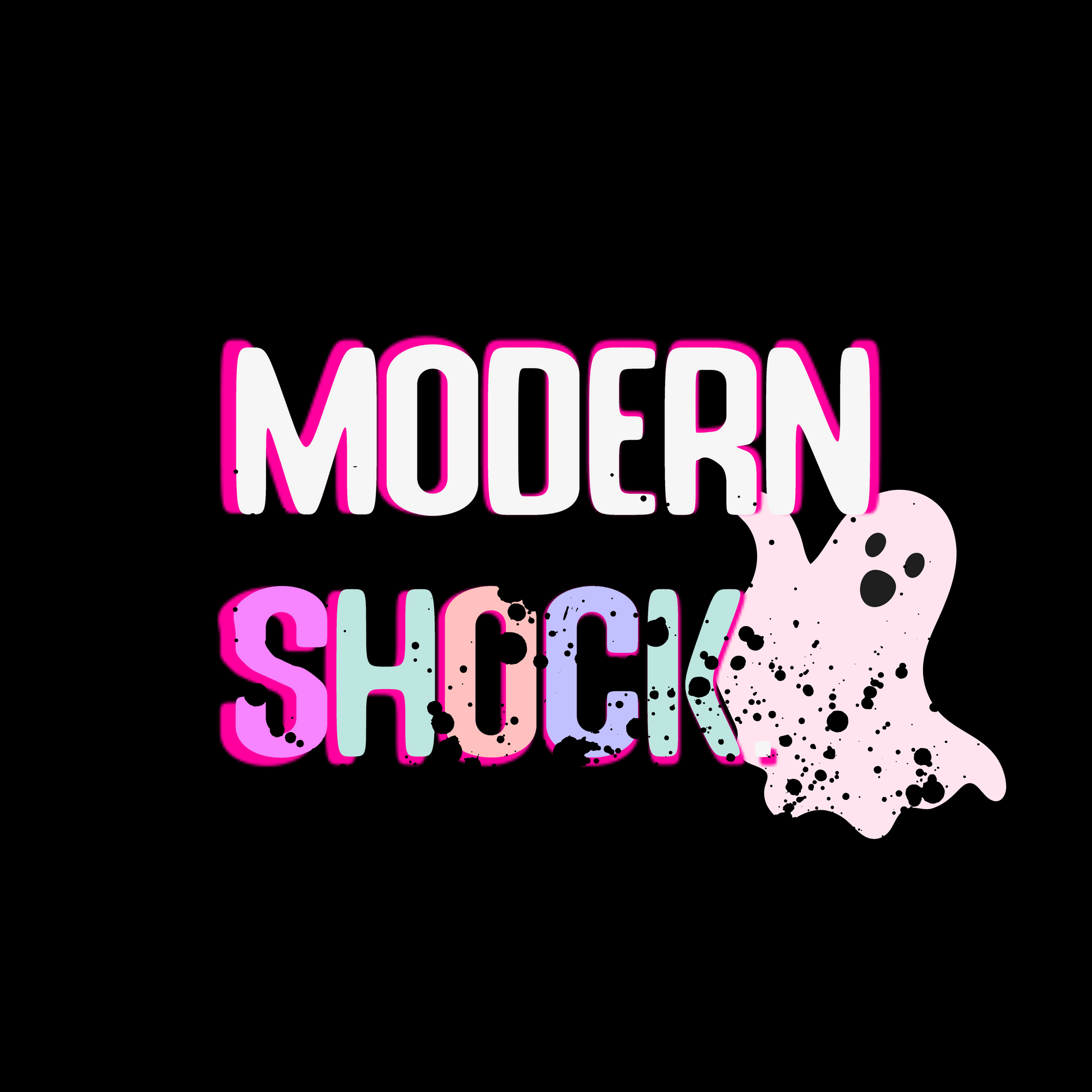 a black background with the words modern shock