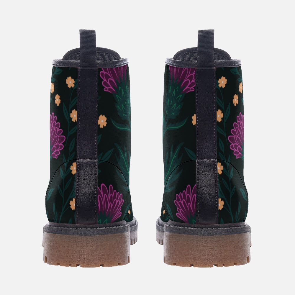 Night Thistle Black Vegan Leather Unisex Boots