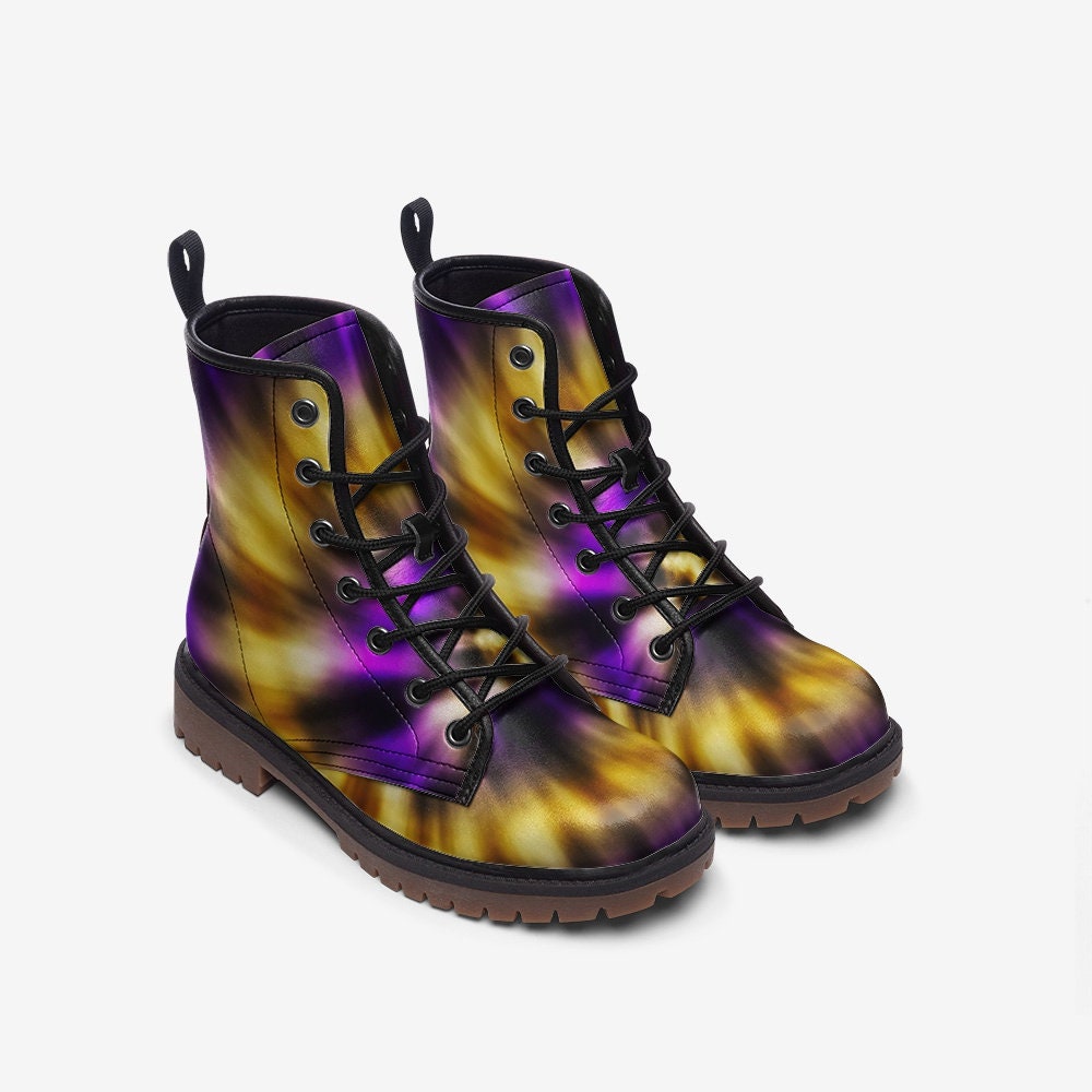 Purple Yellow Tie Die Vegan Leather Unisex Boots