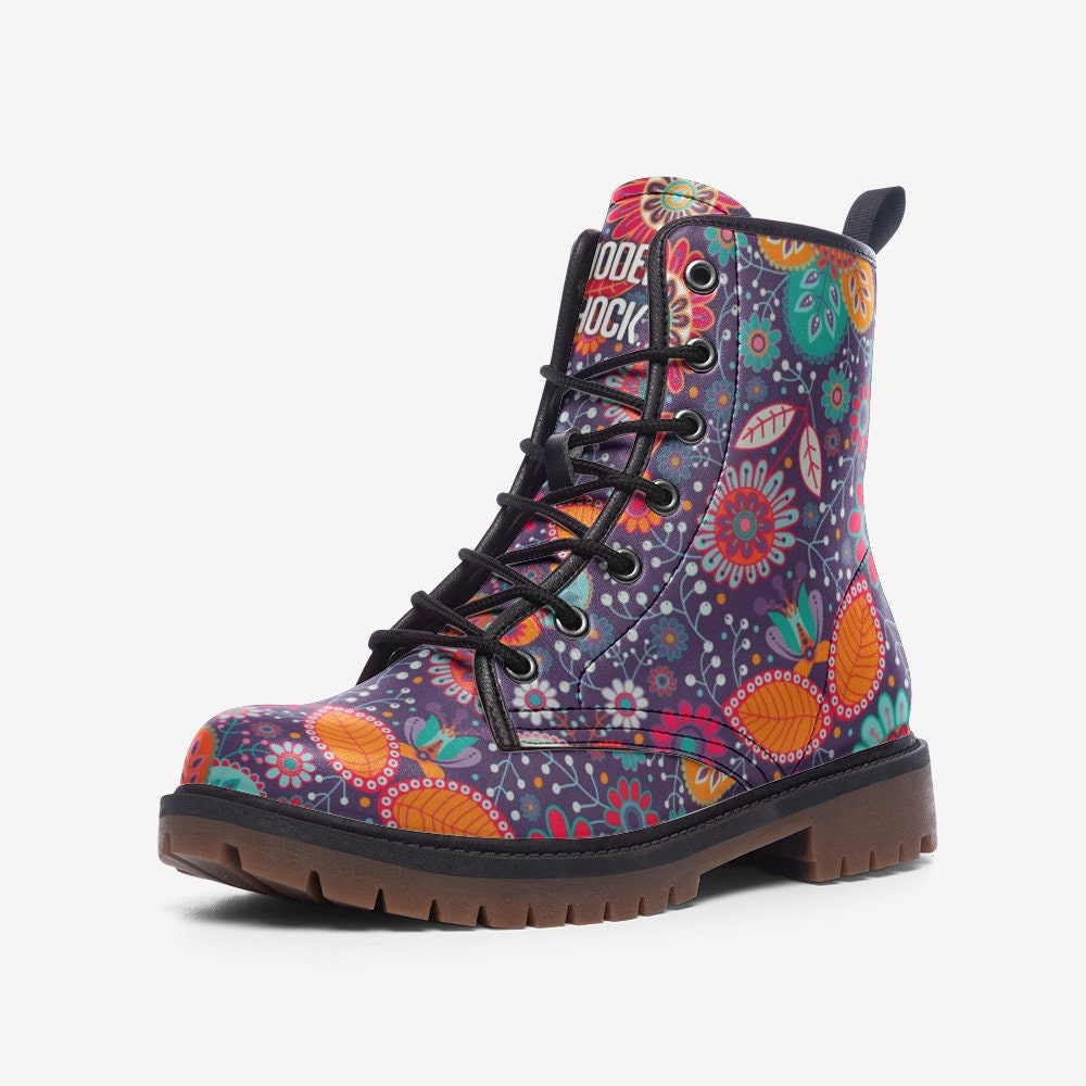 Boho Festival  Flowers Vegan Leather Unisex Boots