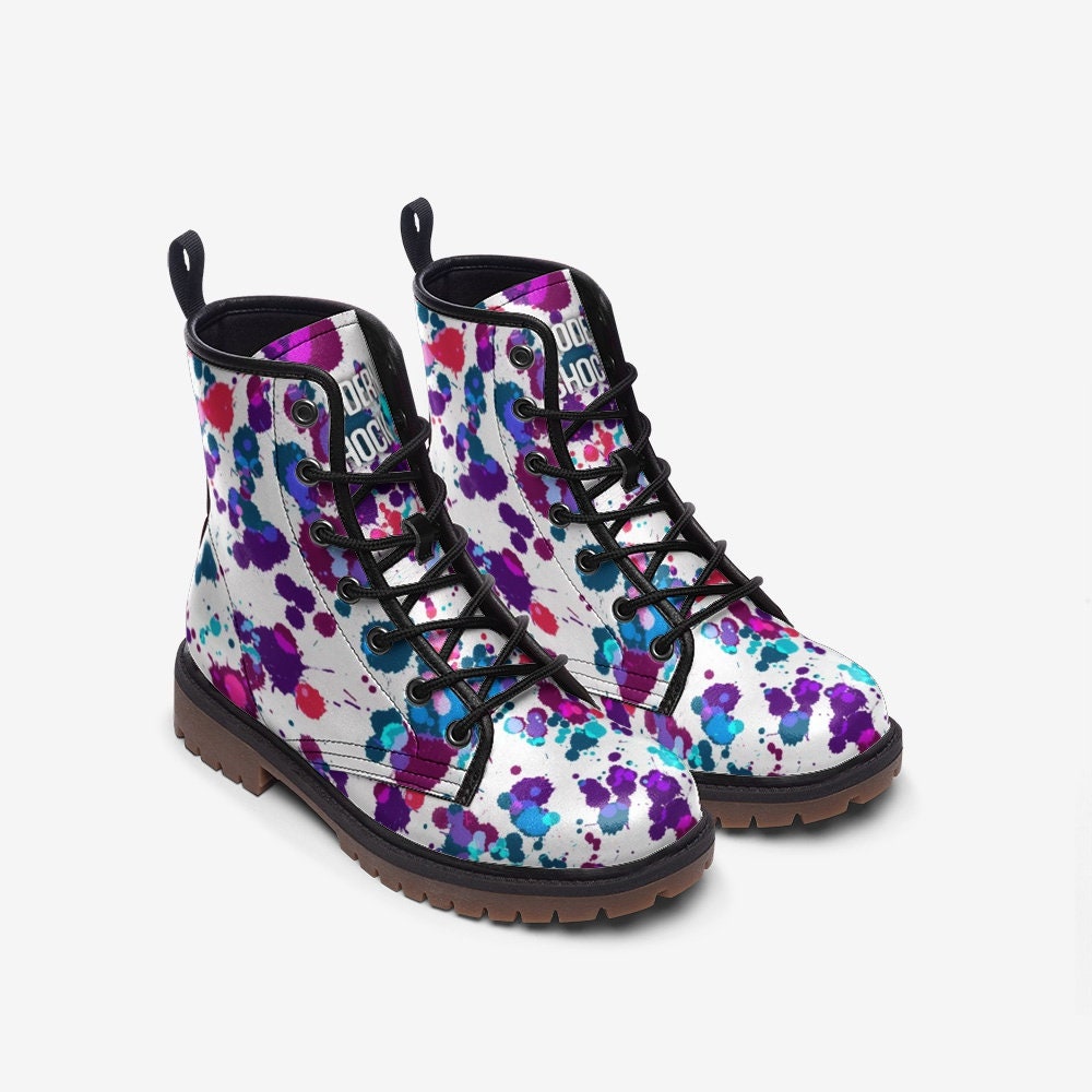 Carnival Splatter Rainbow Vegan Leather Unisex Boots