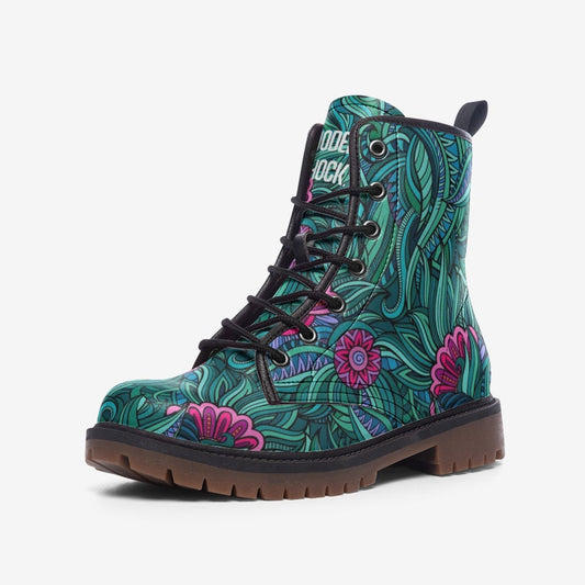 Tropical Jungle Flower Vegan Leather Unisex Boots