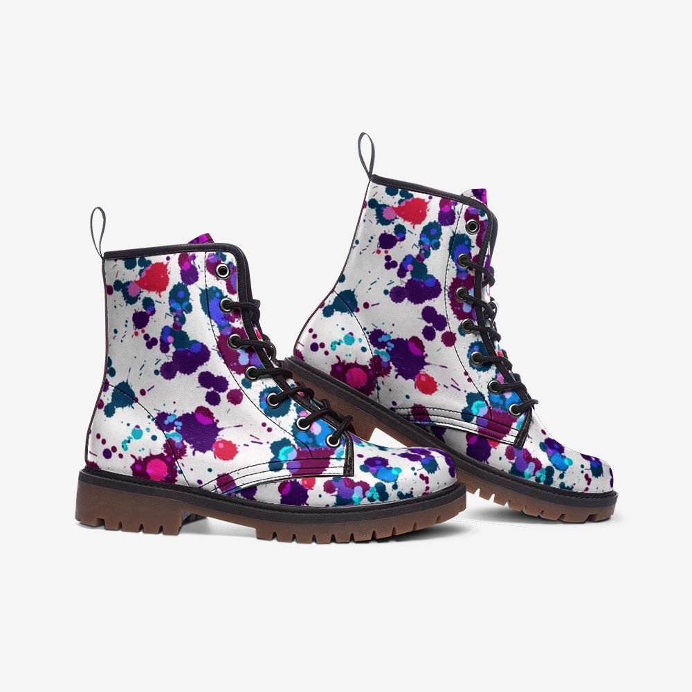 Carnival Splatter Rainbow Vegan Leather Unisex Boots