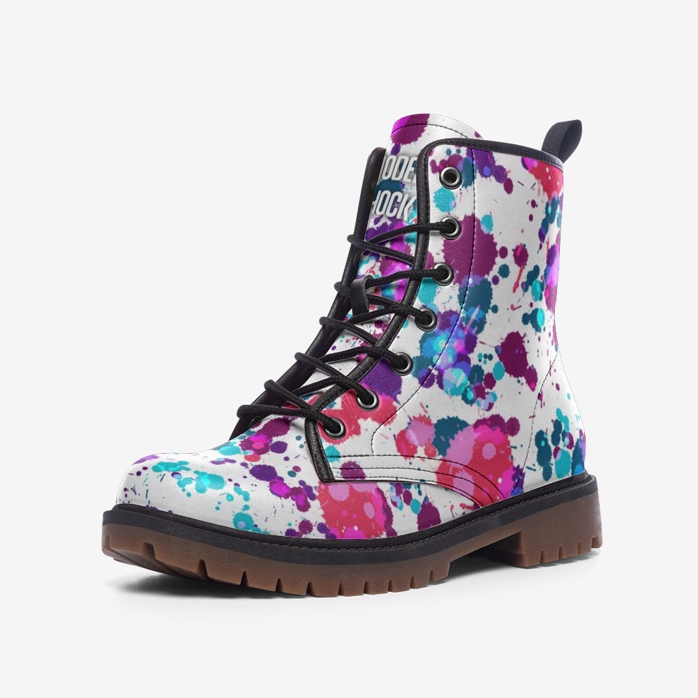 Carnival Splatter Rainbow Vegan Leather Unisex Boots