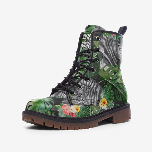 Tropical Jungle Zebra Vegan Leather Unisex Boots