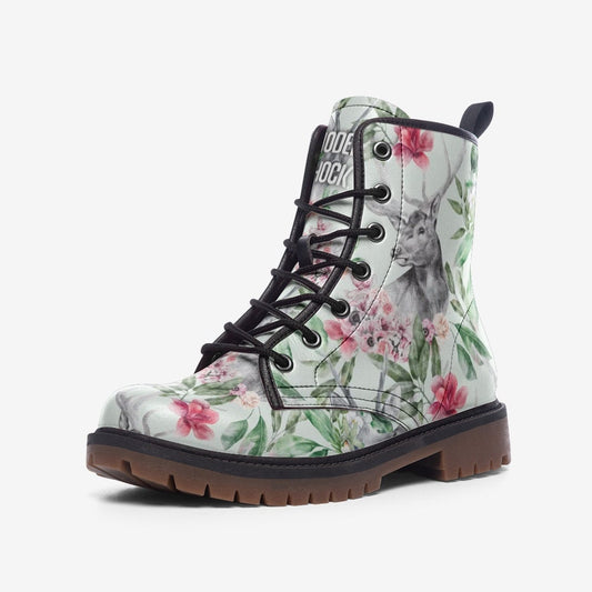 Boho Tropical Jungle Flowers Vegan Leather Unisex Boots