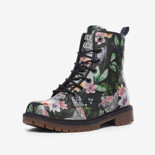 Boho Tropical Jungle Flowers Vegan Leather Unisex Boots