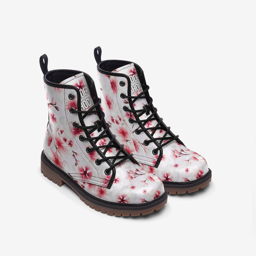 Cherry Bloom Vegan Leather Unisex Boots