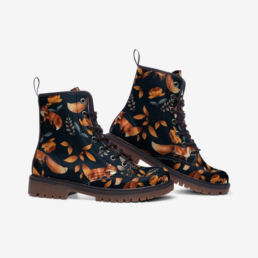 Autumn Fox Dark Vegan Leather Unisex Boots