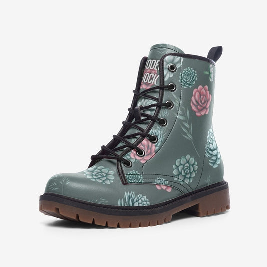 Succulents Dusty Green Vegan Leather Unisex Boots