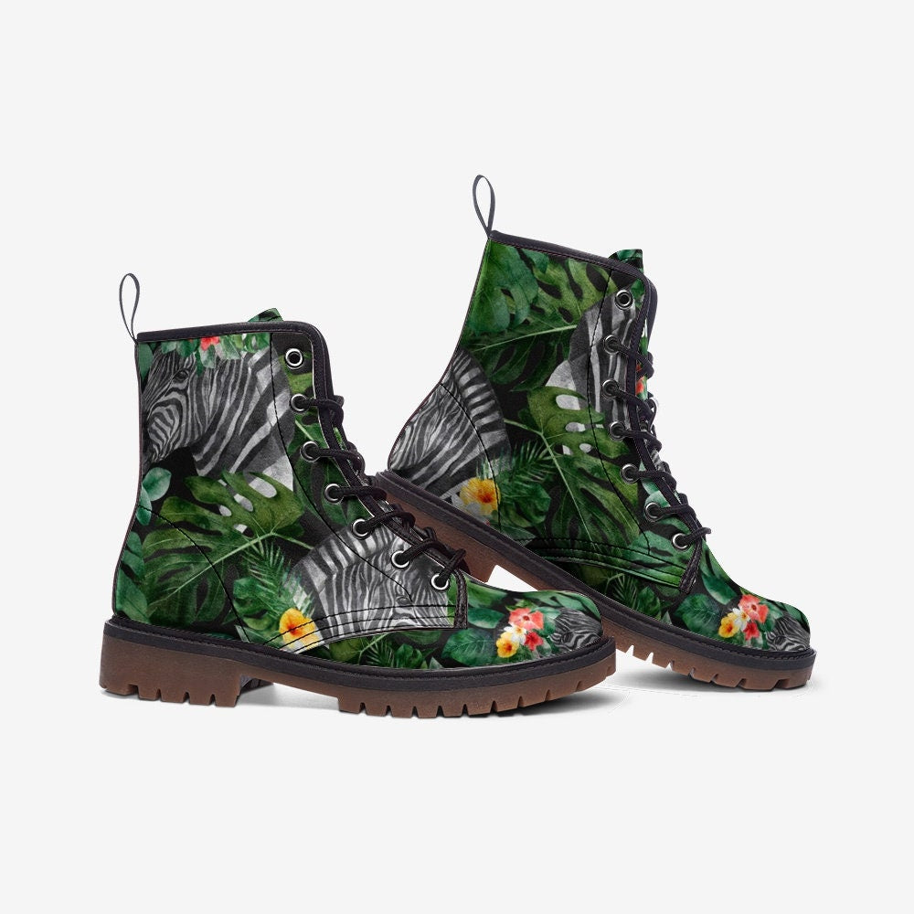 Tropical Jungle Zebra Vegan Leather Unisex Boots