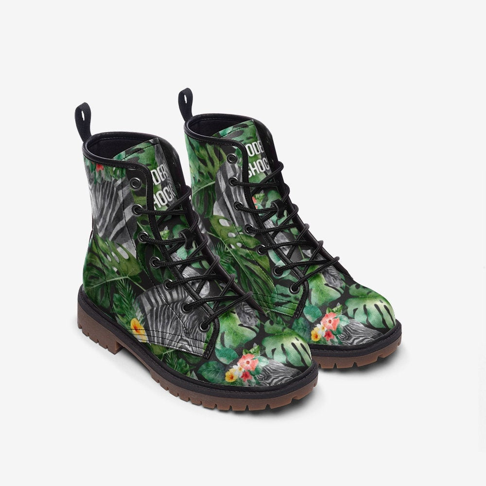 Tropical Jungle Zebra Vegan Leather Unisex Boots