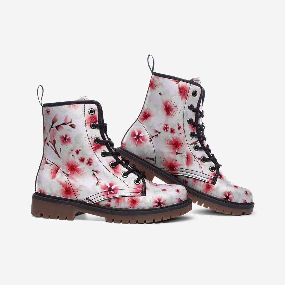 Cherry Bloom Vegan Leather Unisex Boots