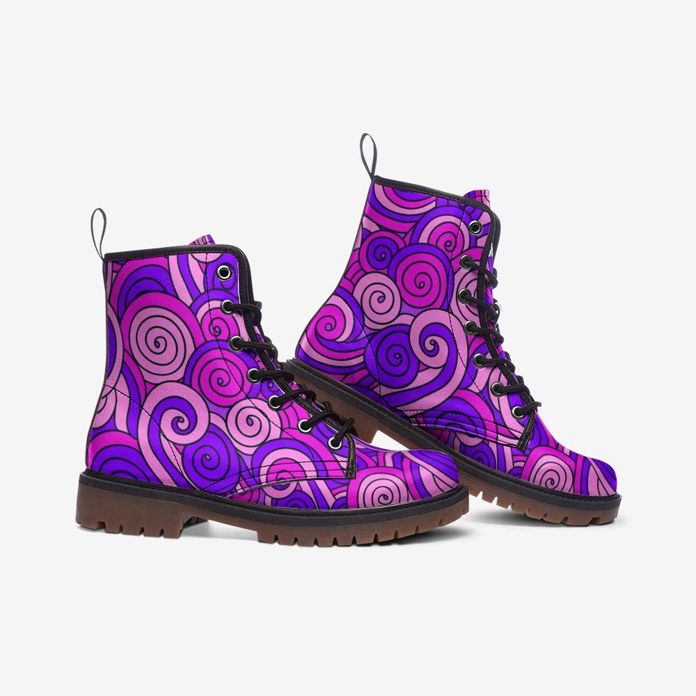 Trippy Mandala Purple Unisex Vegan Leather Boots