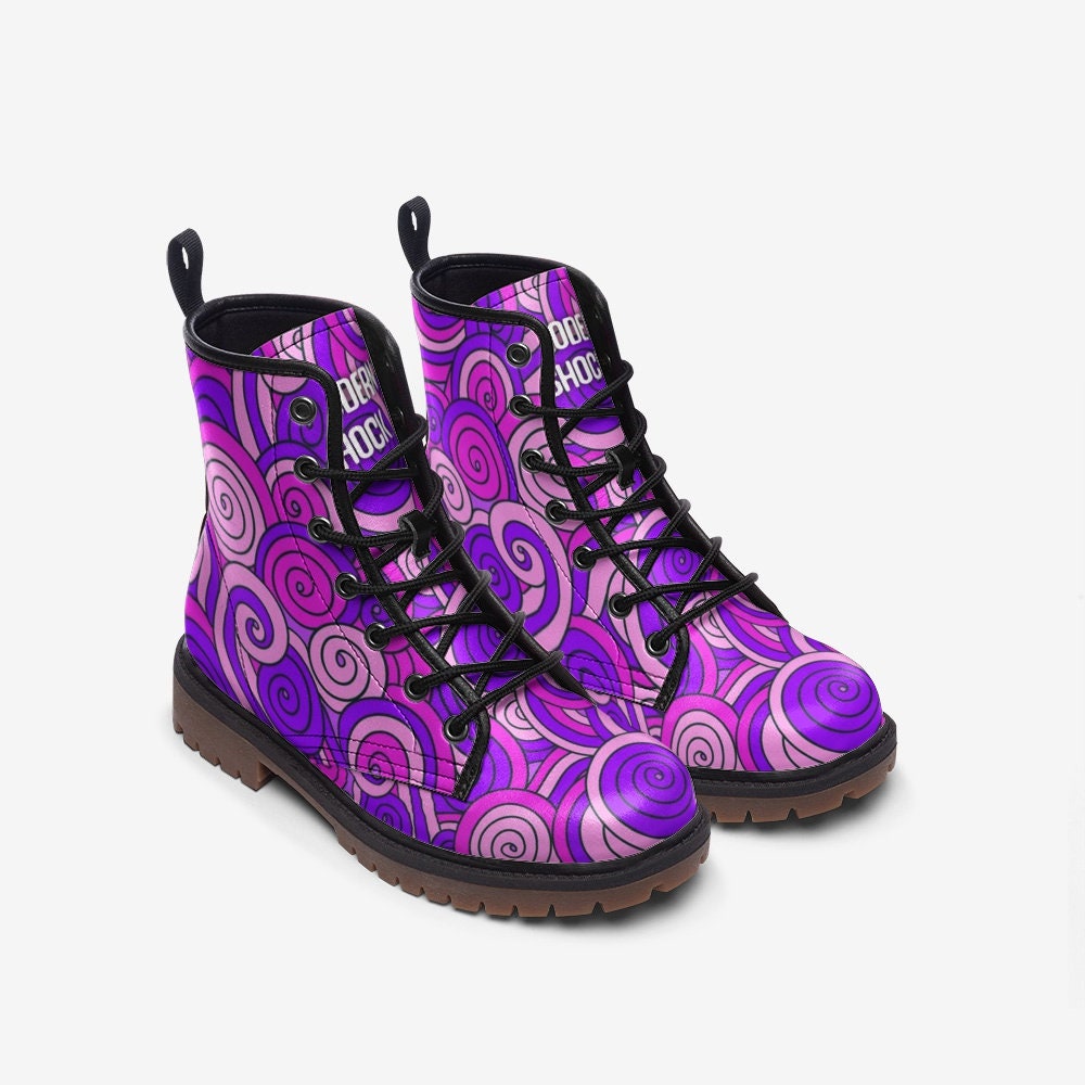 Trippy Mandala Purple Unisex Vegan Leather Boots