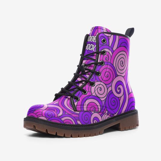 Trippy Mandala Purple Unisex Vegan Leather Boots