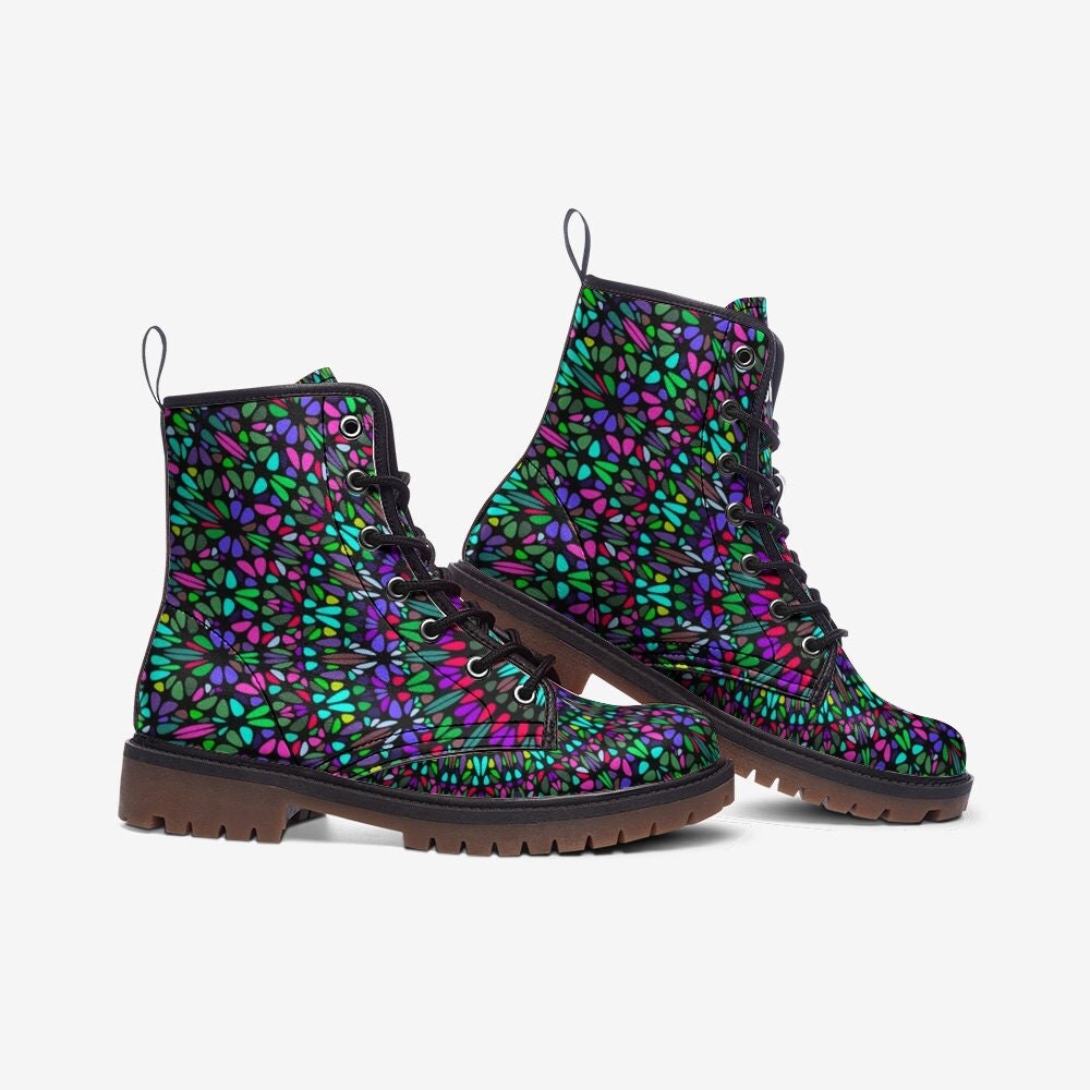 Trippy Mandala Hippie Vegan Leather Unisex Boots