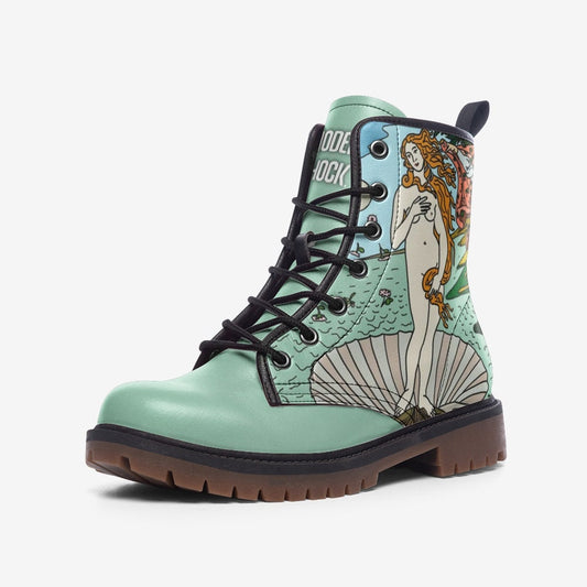 Venus Botticelli Pastel Green Vegan Leather Unisex Boots