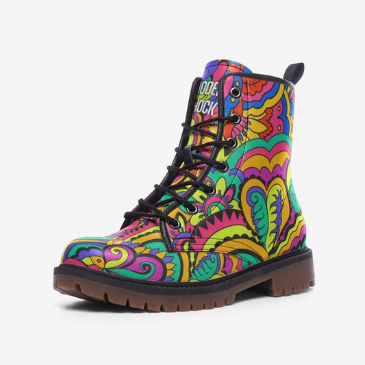 Trippy Rainbow Mandala Vegan Leather Unisex Boots