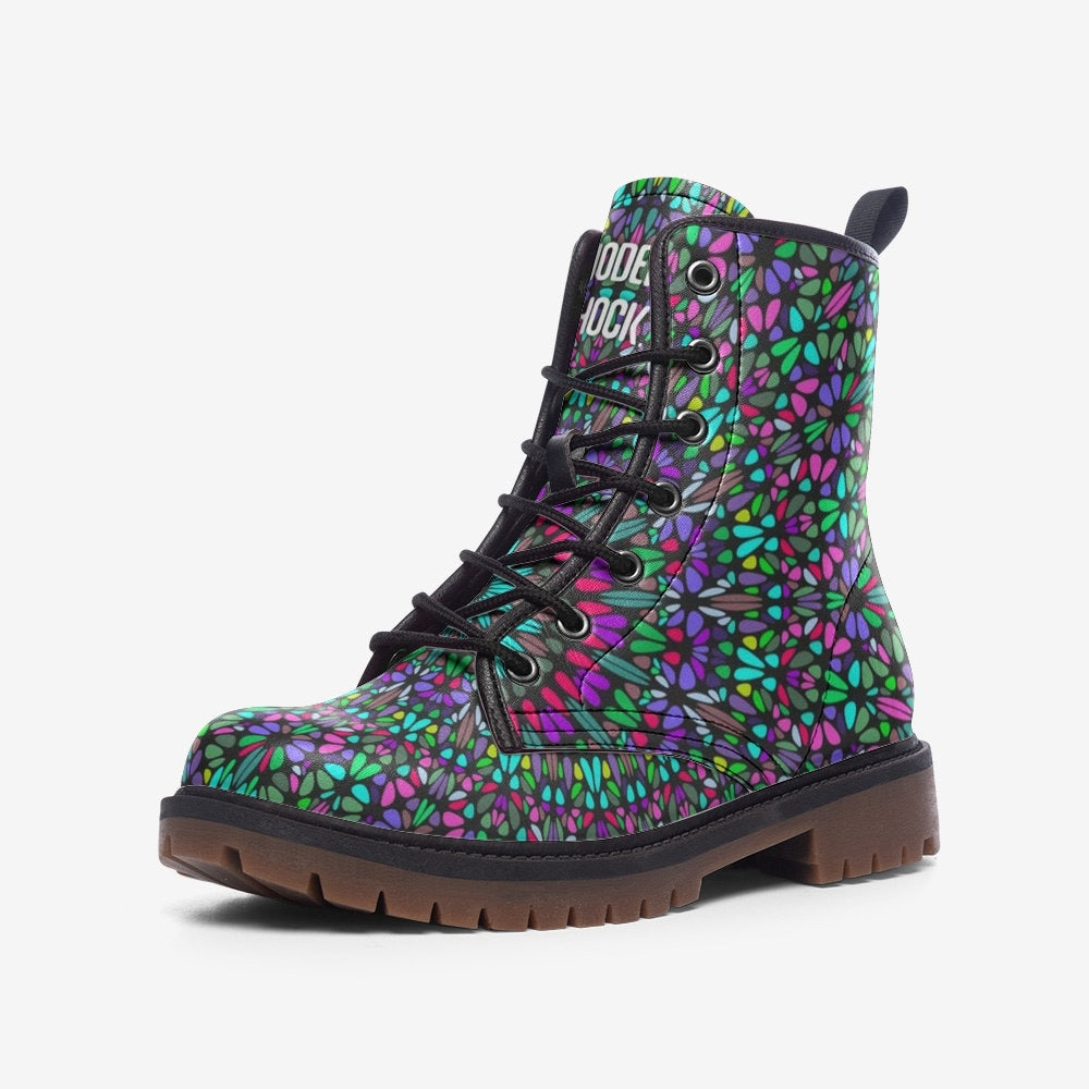 Trippy Mandala Hippie Vegan Leather Unisex Boots