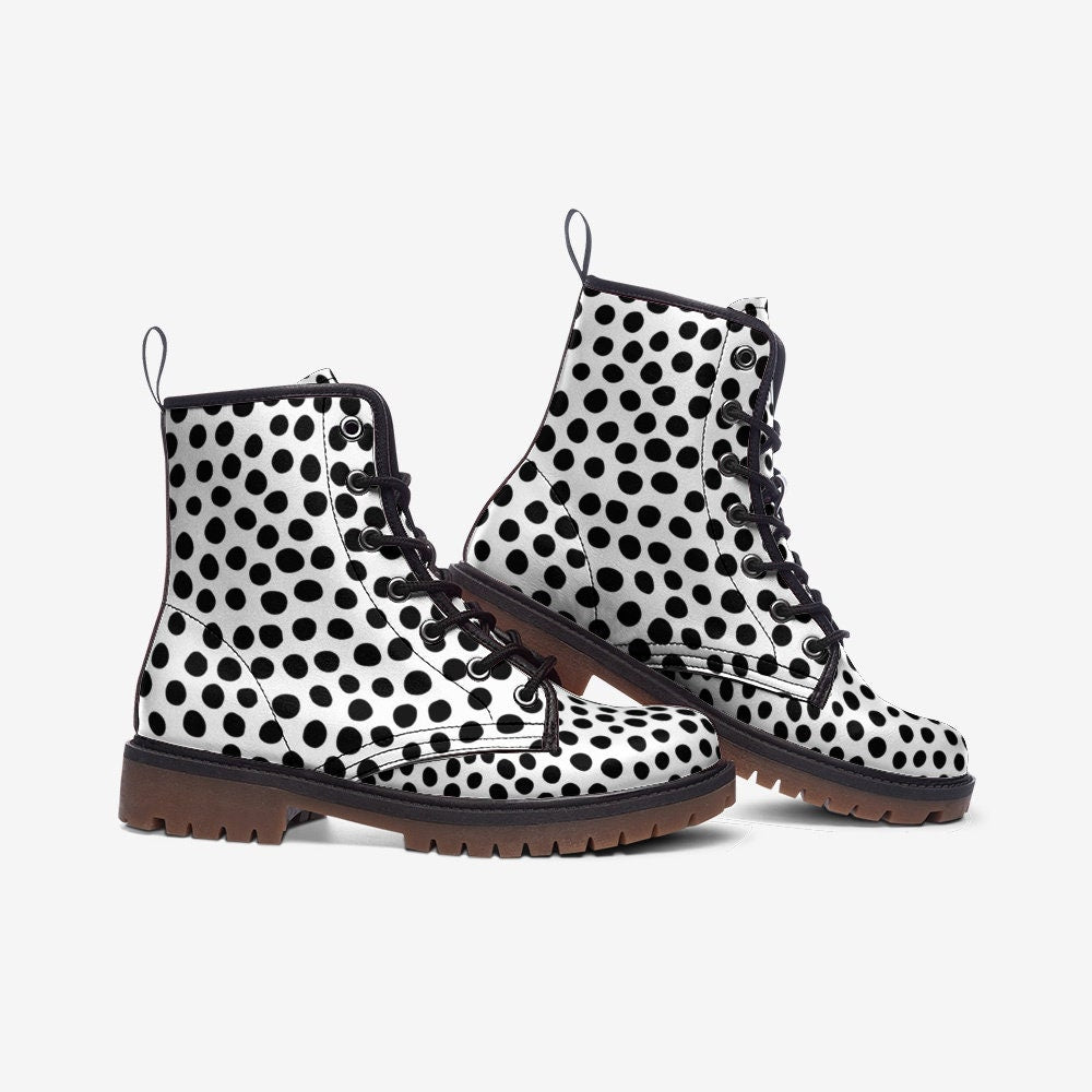 Black Dots Vegan Leather Unisex Boots