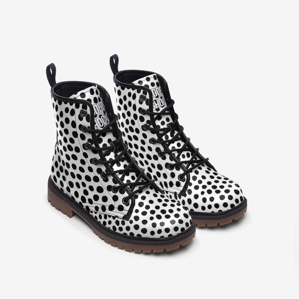 Black Dots Vegan Leather Unisex Boots