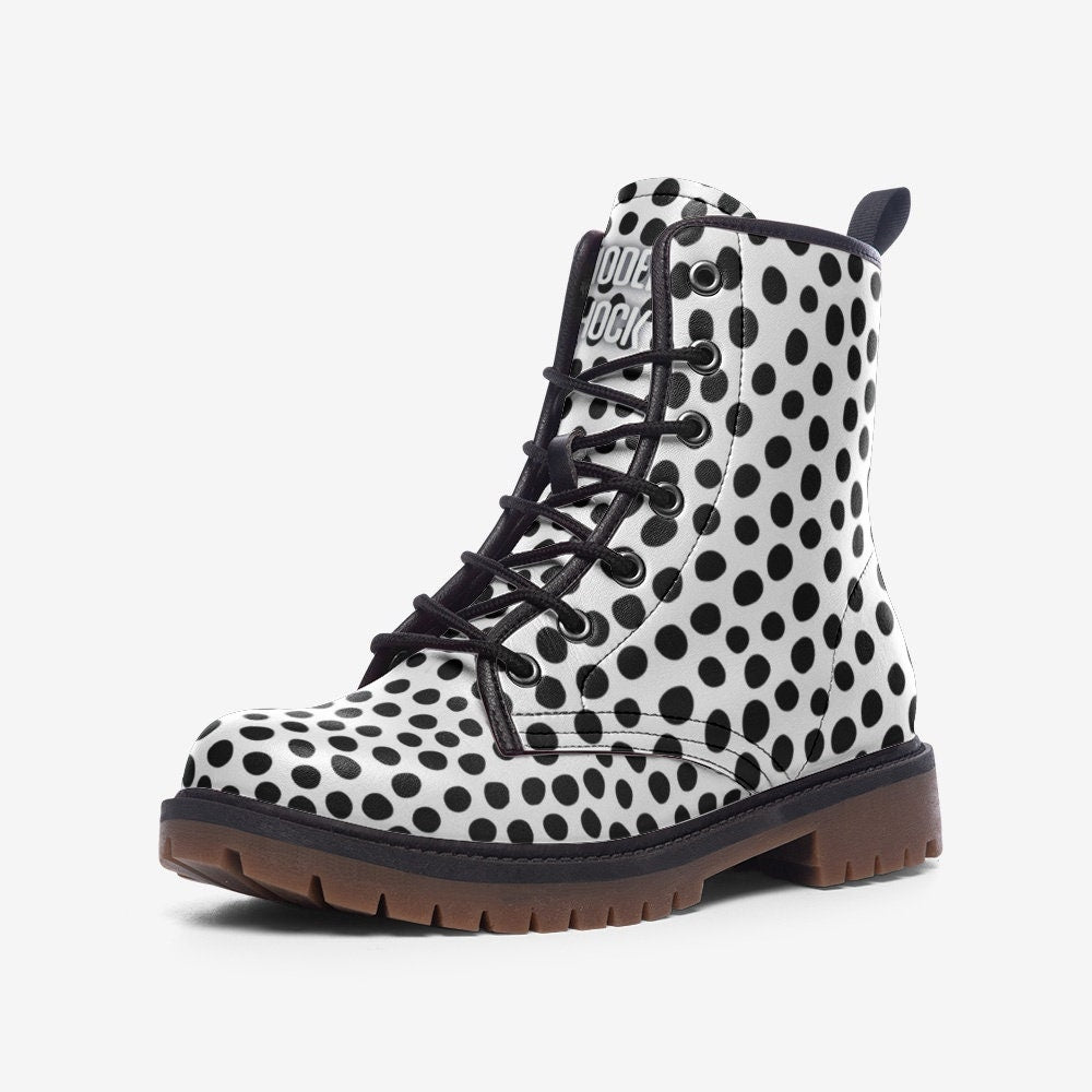 Black Dots Vegan Leather Unisex Boots