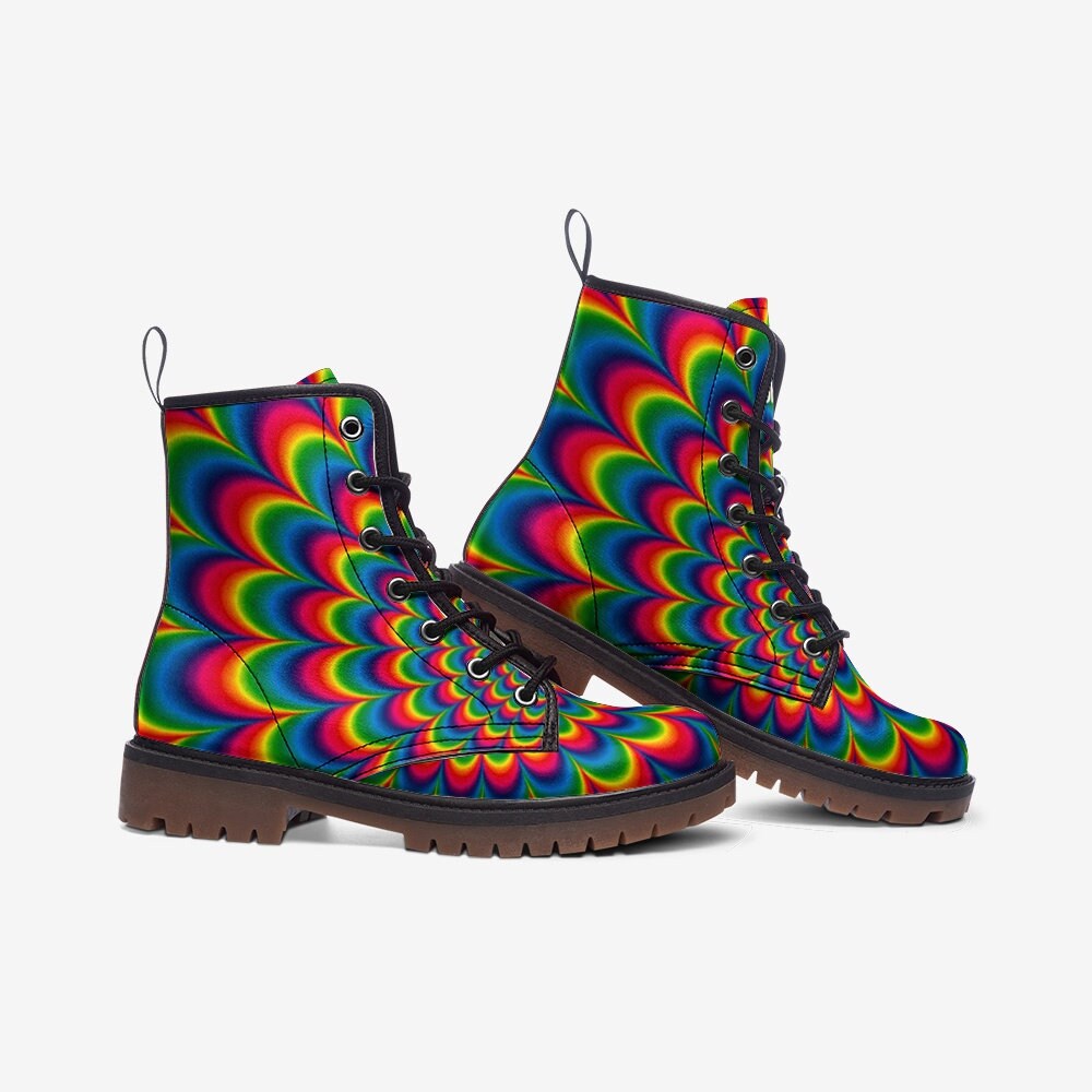 Trippy Rainbow Vegan Leather Unisex Boots