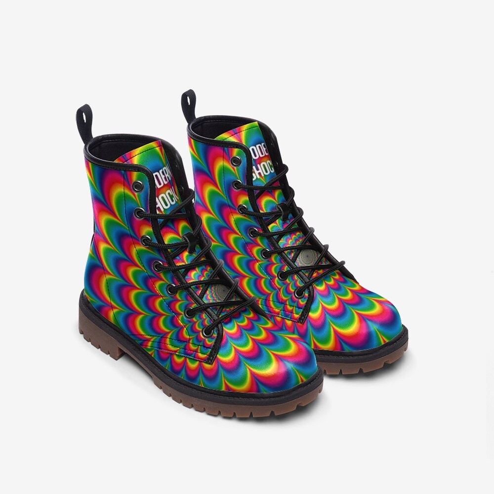 Trippy Rainbow Vegan Leather Unisex Boots