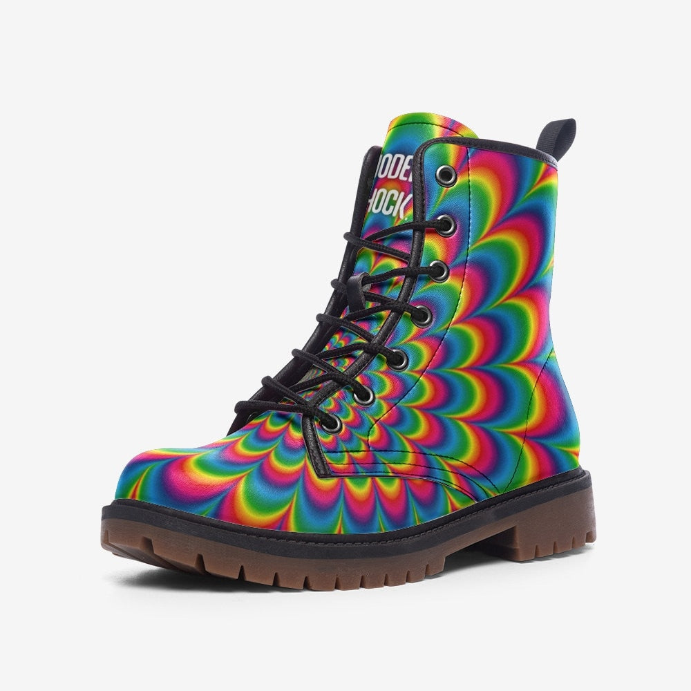 Trippy Rainbow Vegan Leather Unisex Boots