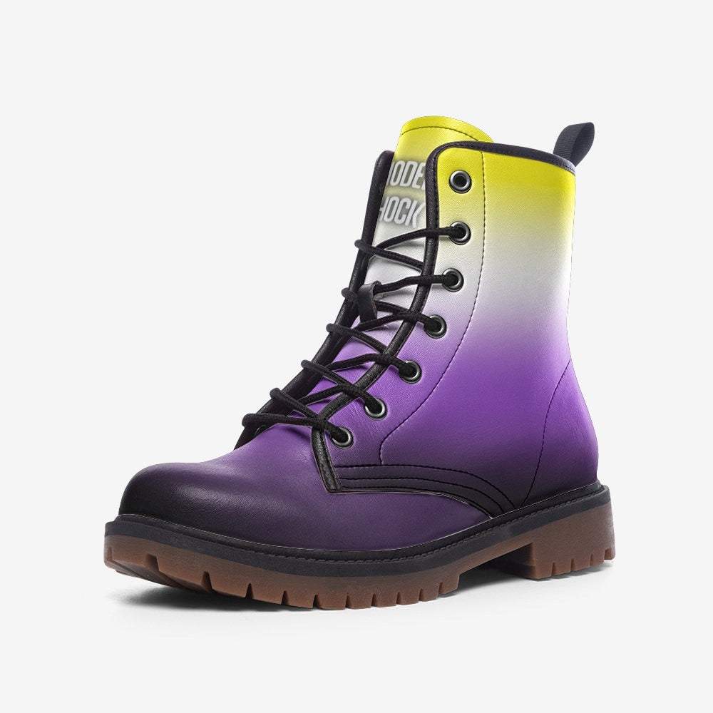 Non Binary Flag LGBTQ+ Vegan Leather Unisex Boots