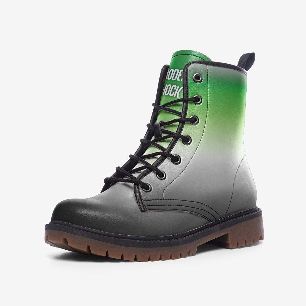 Aromantic Flag LGBTQ+ Vegan Leather Unisex Boots