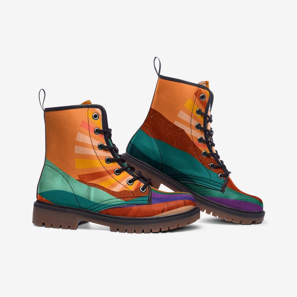 Retro Sunset Vegan Leather Unisex Boots