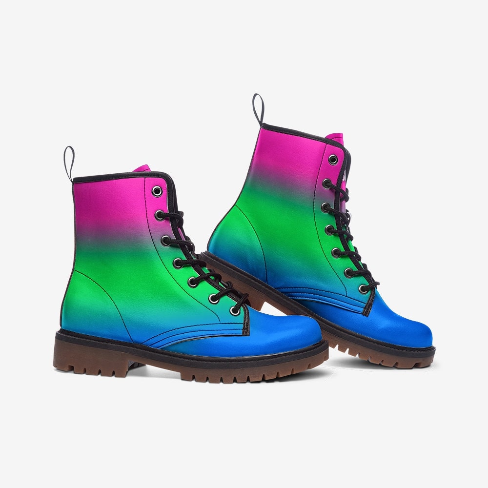 Polysexual Poly Flag LGBTQ+ Vegan Leather Unisex Boots