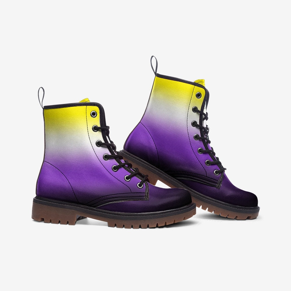 Non Binary Flag LGBTQ+ Vegan Leather Unisex Boots