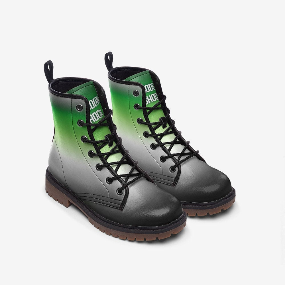 Aromantic Flag LGBTQ+ Vegan Leather Unisex Boots