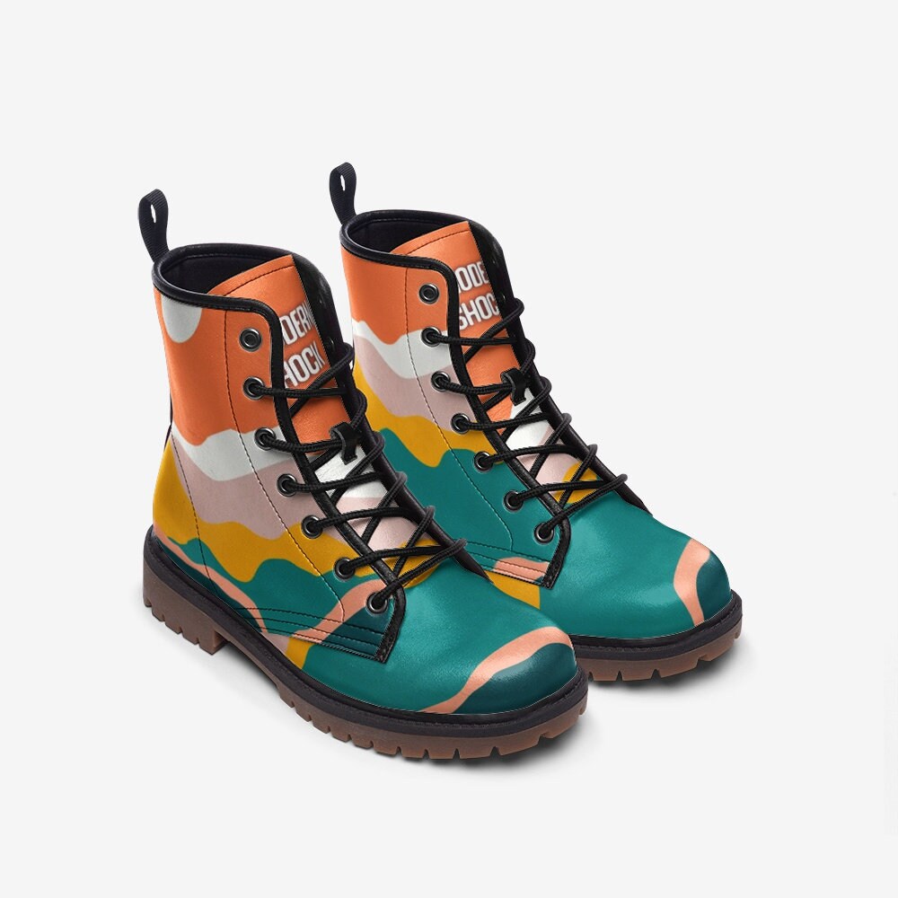 Retro Abstract Vegan Leather Unisex Boots