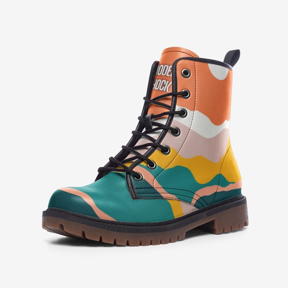 Retro Abstract Vegan Leather Unisex Boots