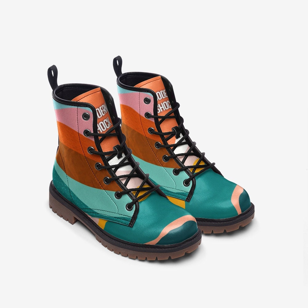 Retro Abstract Vegan Leather Unisex Boots