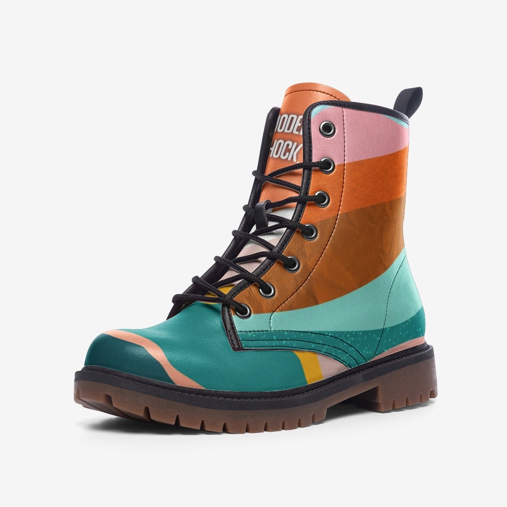 Retro Abstract Vegan Leather Unisex Boots