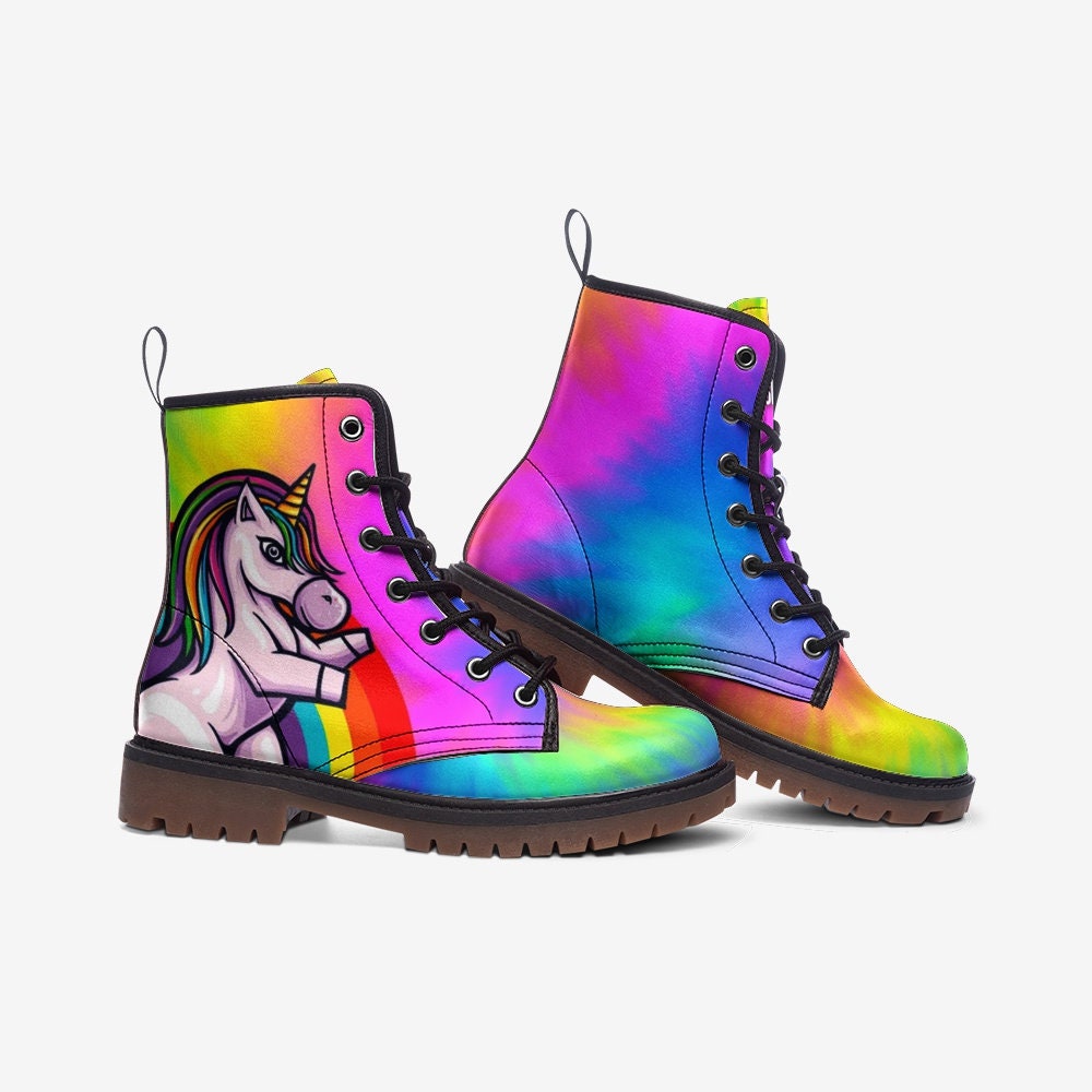 Rainbow Unicorn LGBTQ+ Vegan Leather Unisex Boots