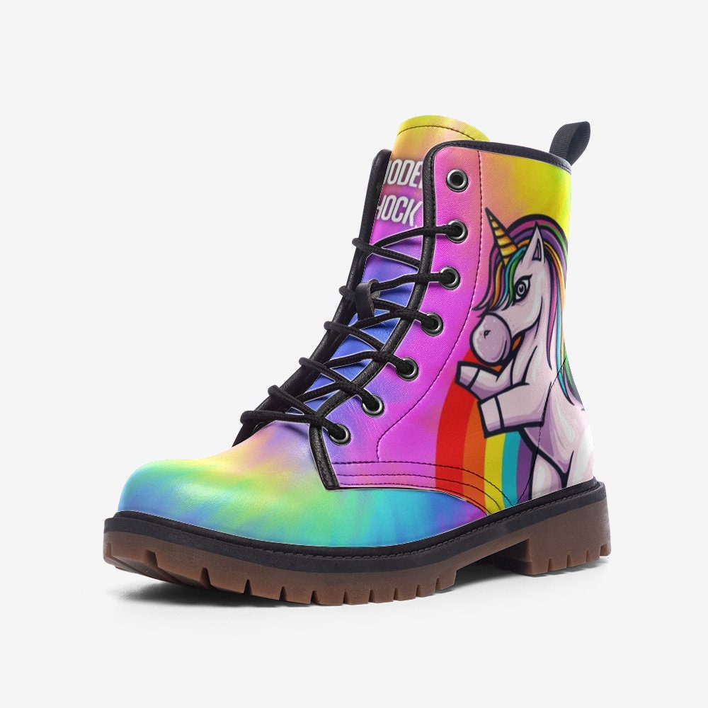 Rainbow Unicorn LGBTQ+ Vegan Leather Unisex Boots