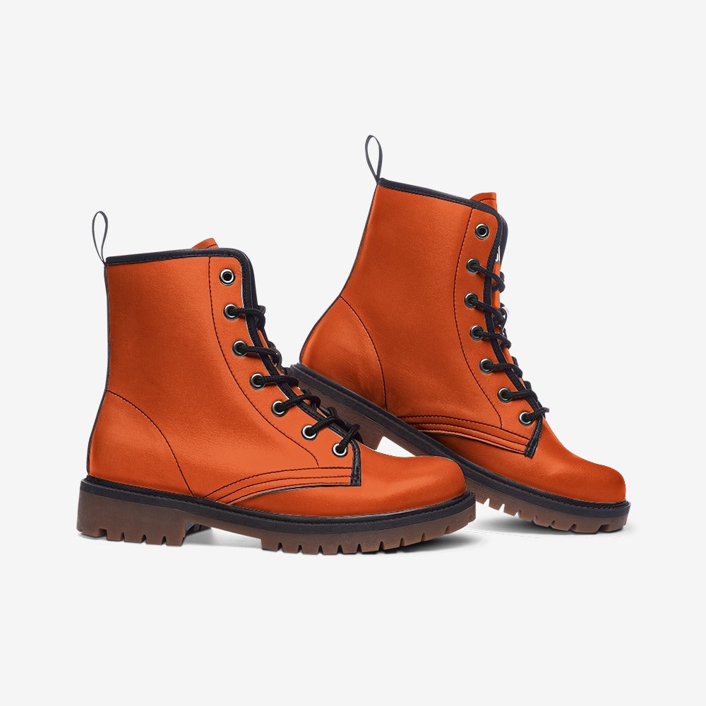 Orange Vegan Leather Unisex Boots