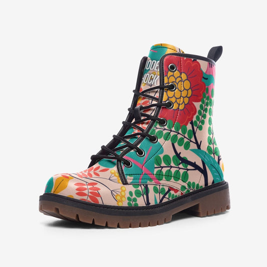 Tropical Flower Vegan Leather Unisex Boots