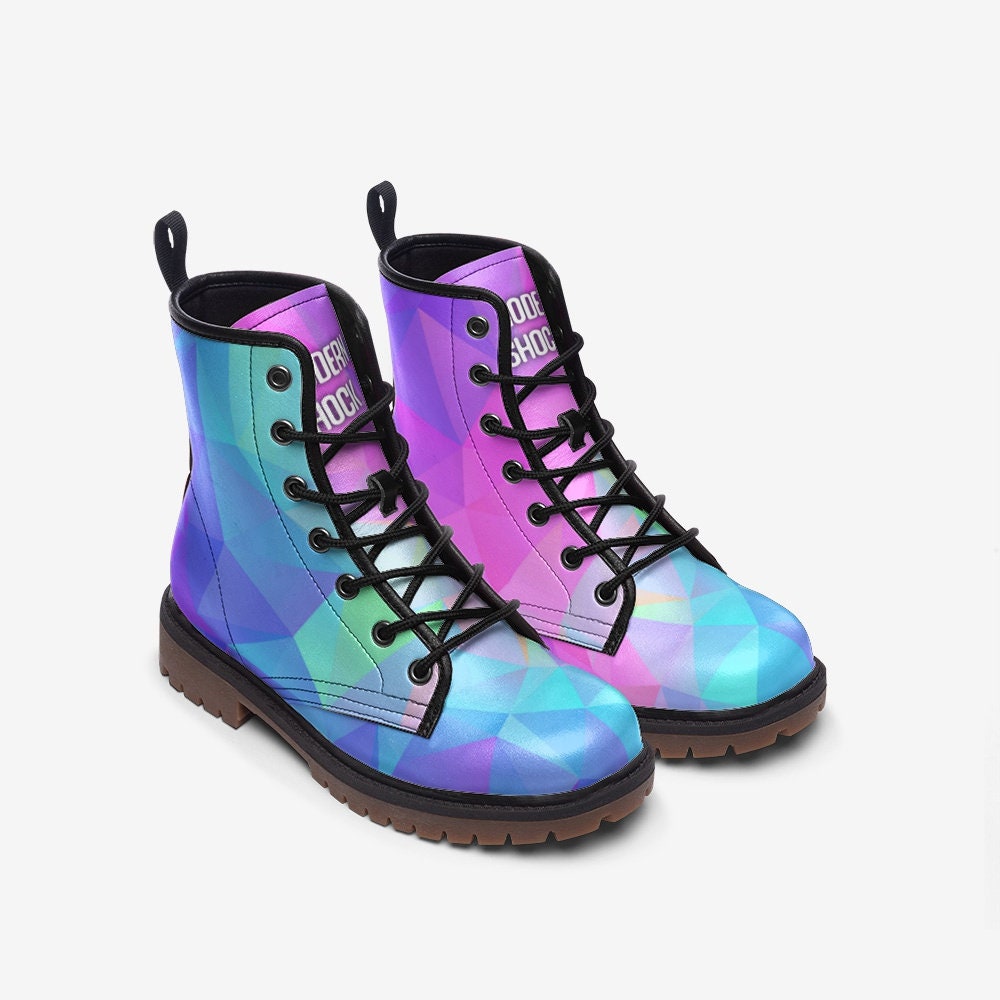 Rainbow Poly Crystal Vegan Leather Unisex Boots