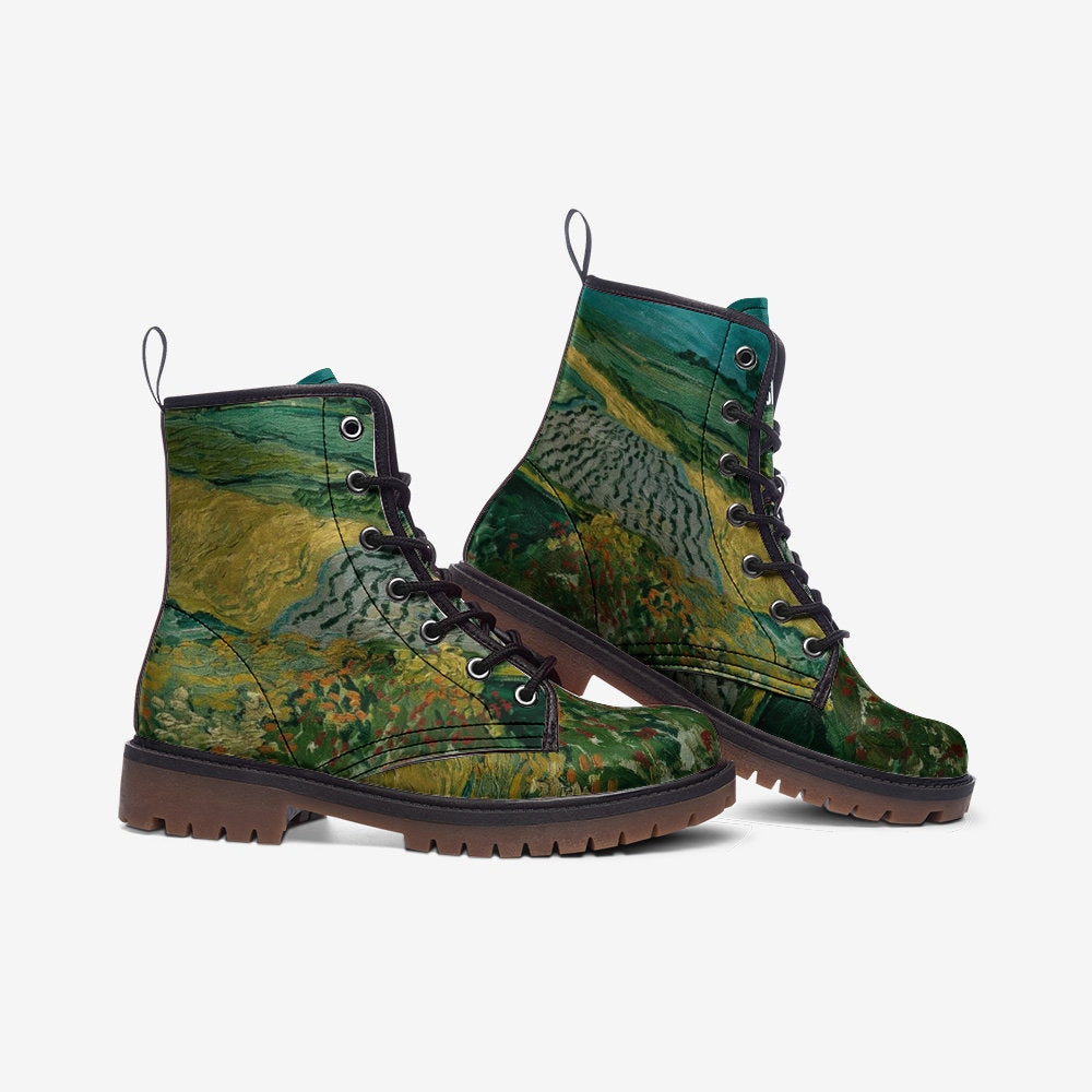 The Plain Of Auvers Van Gogh Vegan Leather Unisex Boots