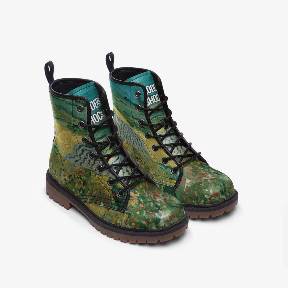 The Plain Of Auvers Van Gogh Vegan Leather Unisex Boots