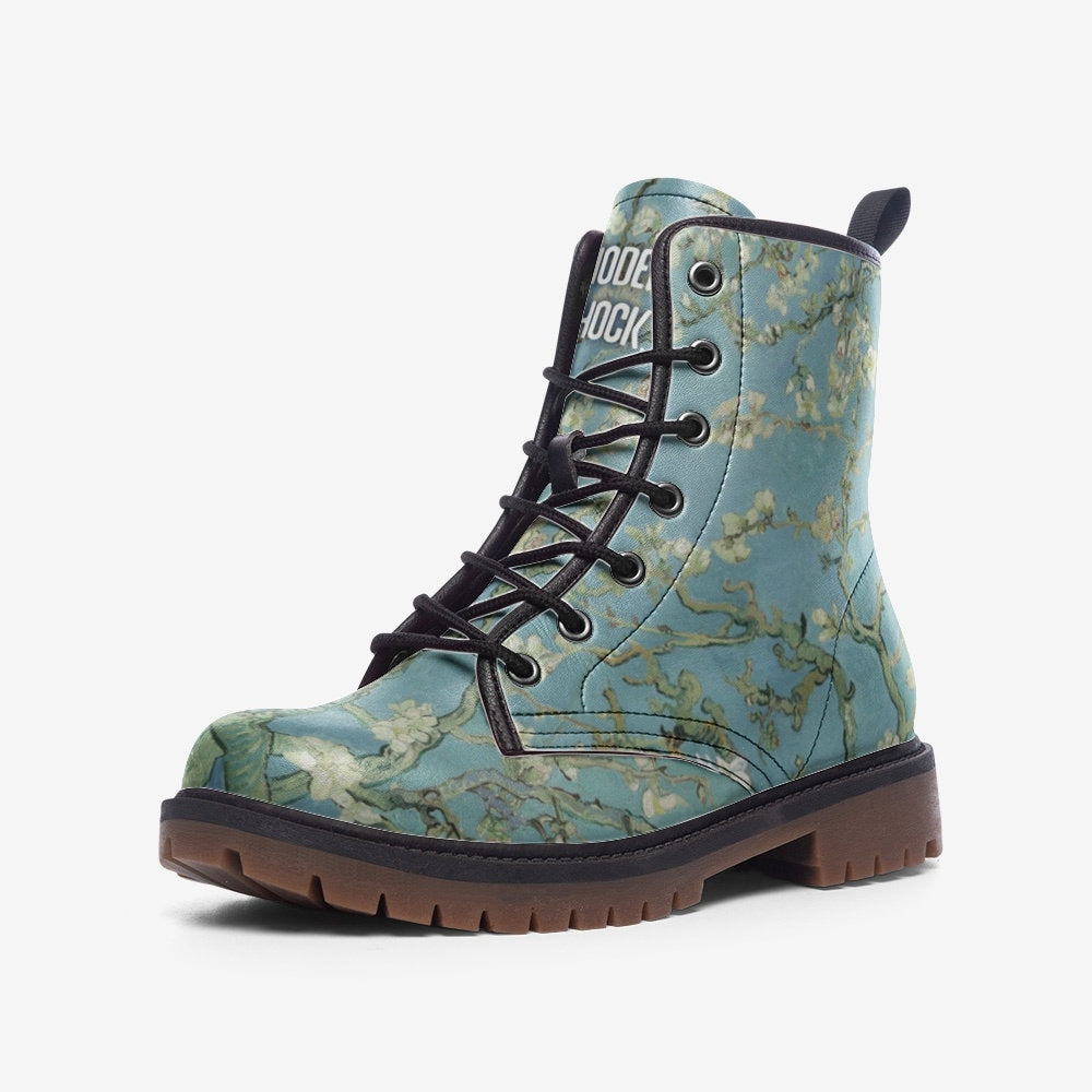 Almond Blossoms Van Gogh Vegan Leather Unisex Boots